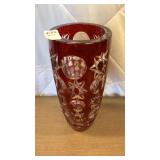 German lead crystal Ruby cut to clear bohemian 12