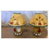 Pair of winter greetings tea light lamps