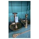 Solid Brass candle holders, letter opener and