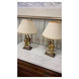 Pair of Colonial lamps arm missing