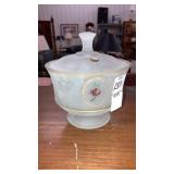 Westmoreland satin glass candy dish rose motif