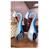 Pair of Art glass exotic birds 10" tall