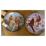 Cardinal porcelain collector plates pair