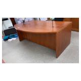Curved-front executive desk w/ file drawers  71"x