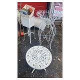 3 white metal plant stands