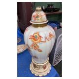 Antique Lamp base porcelain & wood