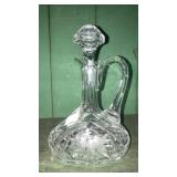 Antique etched crystal decanter cruet 8" tall -20