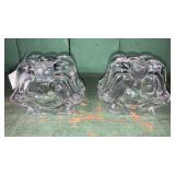 Pair crystal signed candleholders