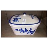 Blue & white tureen marked