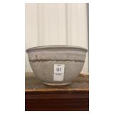 Signed pottery 5 inch bowl and matching lidded jar