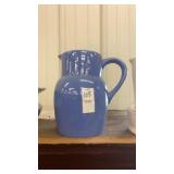 Painted pottery pitcher 8 inch