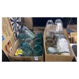 Old Blue & clear qt Canning jars lot