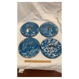 4 large swirl Granite ware lids