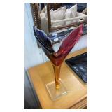 Art glass vase w/ vase 20" tall