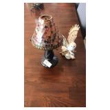 Owl figurine and candle