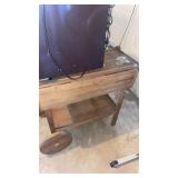 Wooden serving cart