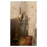 Brass fireplace set