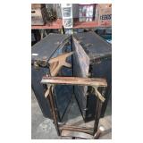 Steamer trunk with vintage luggage rack rack