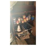 Wooden shelf with contents