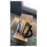 Box lot of stamps, magazines and toys