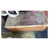 Vintage blanket box with contents