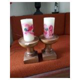 Wooden candle stick holders