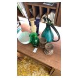 Lot of vases, wooden candle holders and other