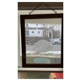 Etched glass framed 22 inches x 18 inches