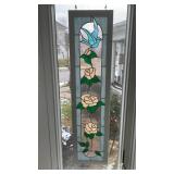 Framed leaded stained glass 47 inches x 11 inches