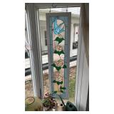 Framed leaded stained glass 47 inches x 11 inches