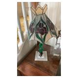 Leaded stained glass lamp with marble base 24