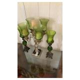 Vintage glass and brass candle holder