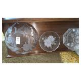 Shelf lot of glass dishes and bowls