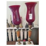 Pair of Ruby glass candlesticks