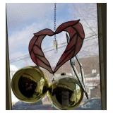 2 gold balls and 2 leaded glass sun catchers