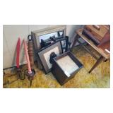 Lot of misc items: planter, wooden candle sconce,