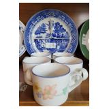 Wellsville china separator plate & 5 Japan cups