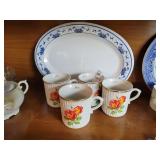 4 Check Republic June cups and melamine platter