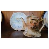 Nippon teapot 6" tall and unnamed plate
