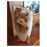 Nippon hand painted floral vase 10 inch