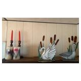 Leaded stained glass and candles