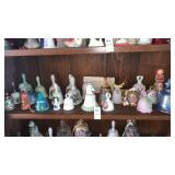 Shelf lot of bells and other