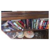 Shelf lot of books and other