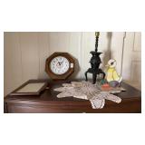 Clock , lamp , stained glass duck