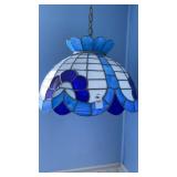 Hanging stained glass plug in light fixture