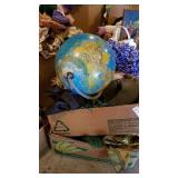 2 Box lot of misc items:. Globe, Christmas