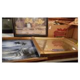 Lot of mirror and 2 framed pictures