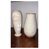 2 Lenox vases morning glory & rose 7-1/2"