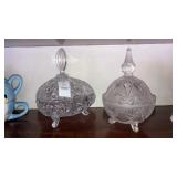 2 lead crystal candy dishes