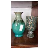 Pottery vase 9",mirror glass candleholder